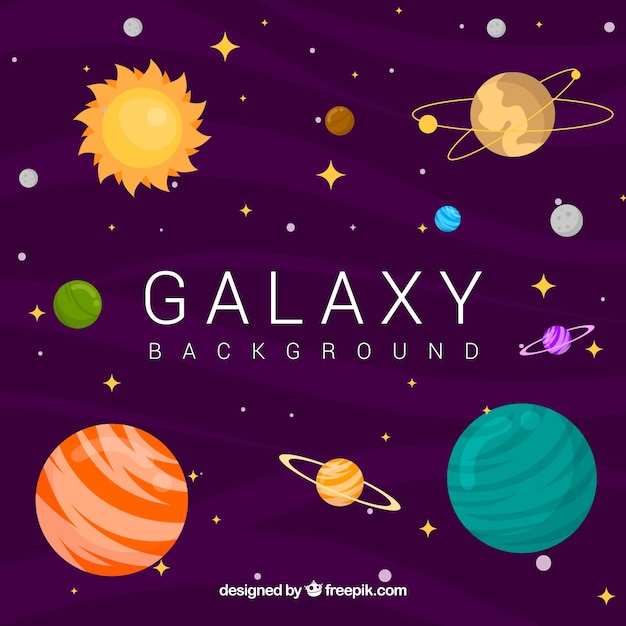 Free vector galaxy background with planets