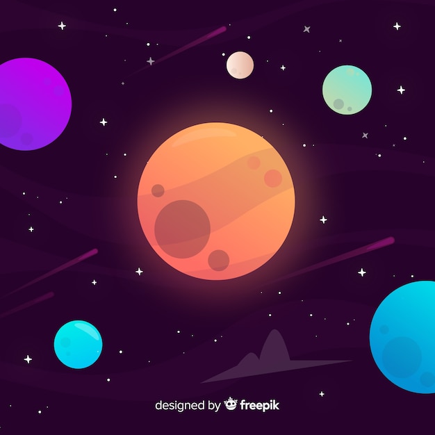 Free vector galaxy background with planets