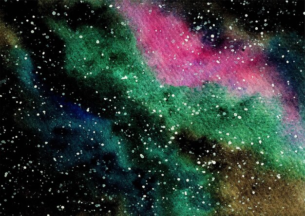 galaxy in space with colorful nebula watercolor background