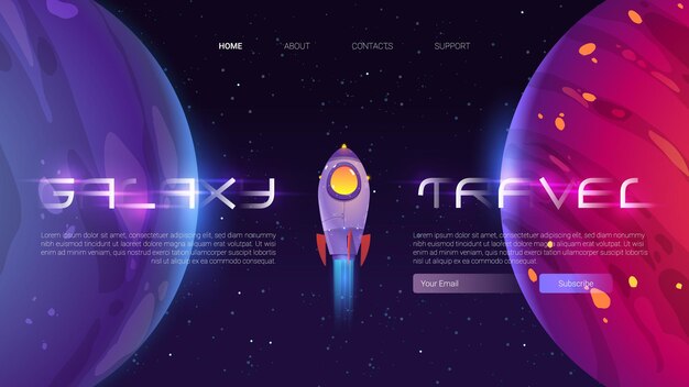 宇宙船と惑星のギャラクシー旅行バナー