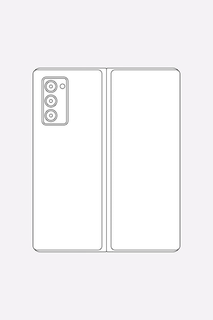 Galaxy Z Fold 2のアウトライン、リアカメラ、折り畳み式携帯電話のベクトル図