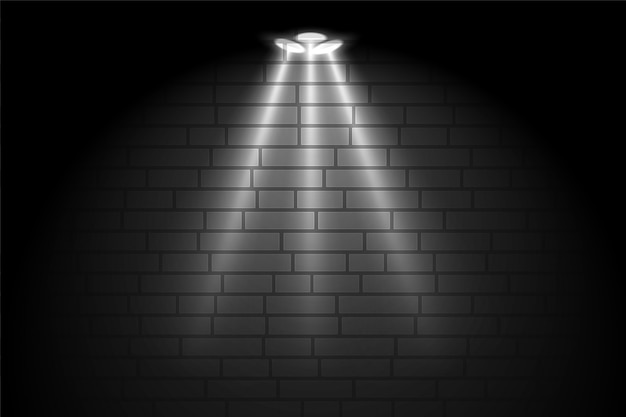 Free vector gallery black wall with focus spotlights background