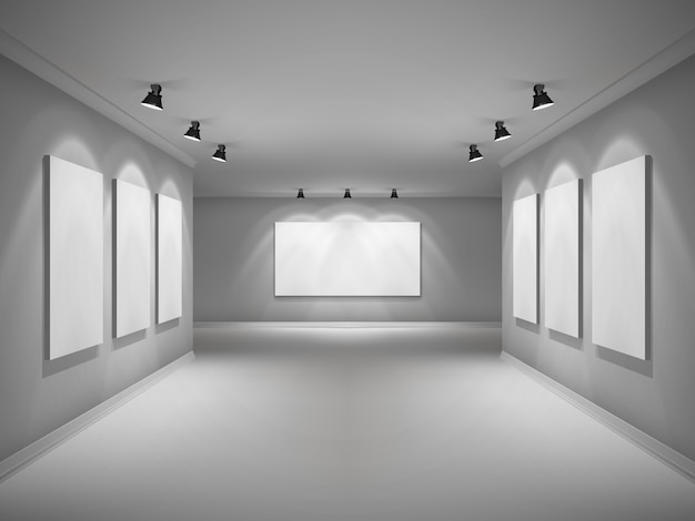 Free vector gallery interior realistic
