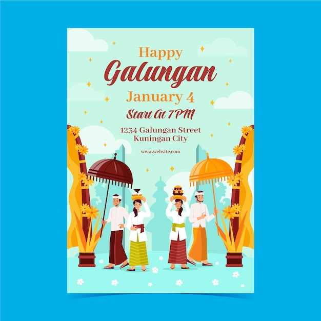 Galungan celebration vertical flyer template