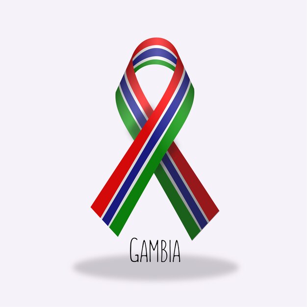 Gambia flag ribbon design