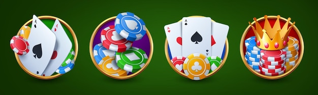 Free vector gamble casino poker card and chip roulette design