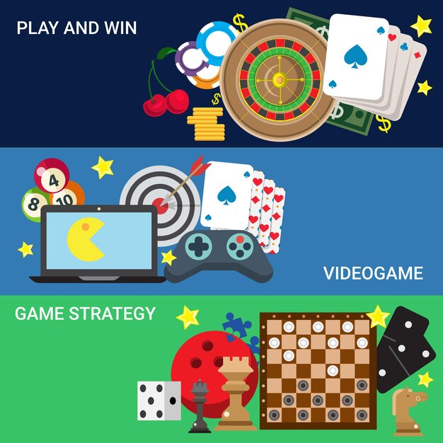 Free vector gamble online casino video game console play flat web site  gambling concept.