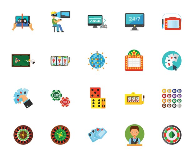 Gambling games icon set