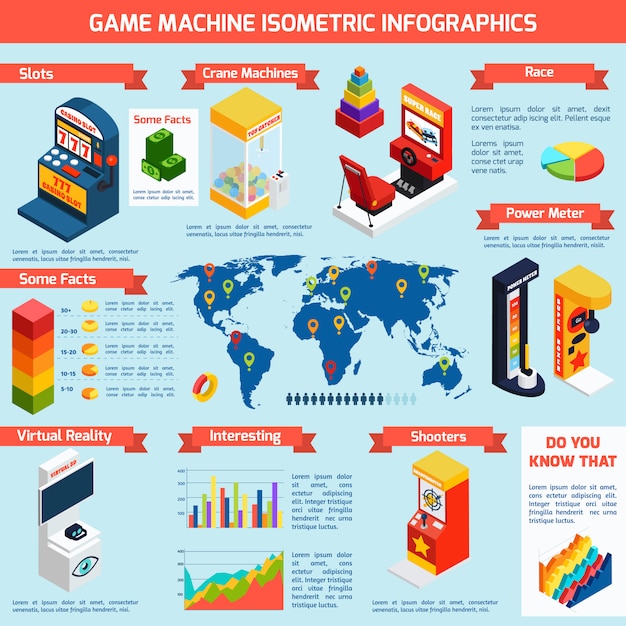 Игровые автоматы Изометрические Инфографика Баннер
