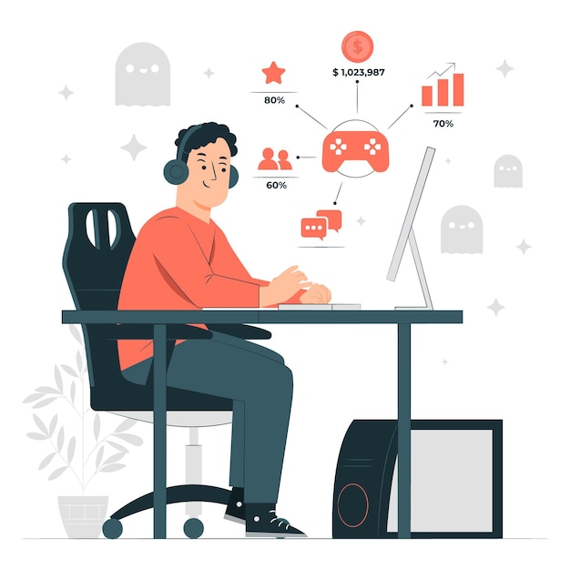 Free vector game analytics concept illustration