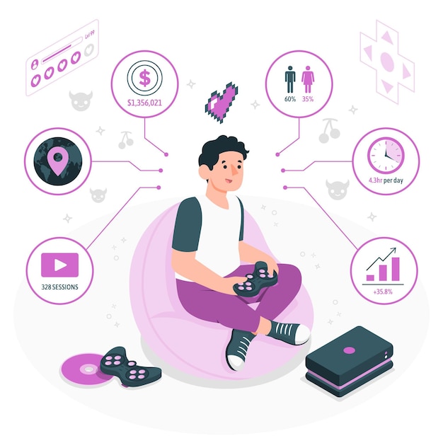 Free vector game analytics concept illustration