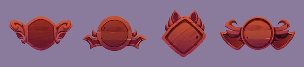 Game avatar frames level ui icons wooden shields