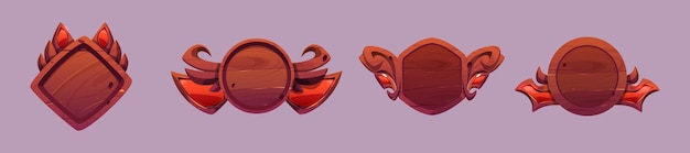 Game avatar frames level ui icons wooden shields