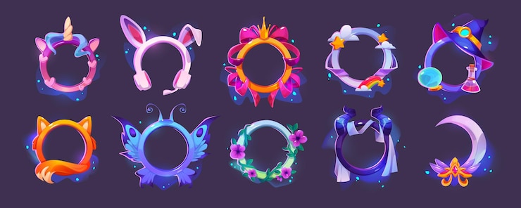 Free Vector game avatar frames with fantasy borders
