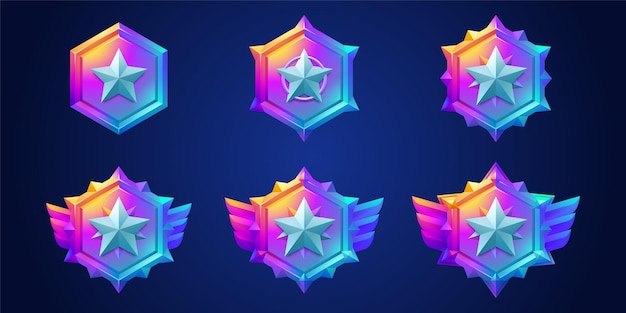 Free vector game award badges icons of ranking medals
