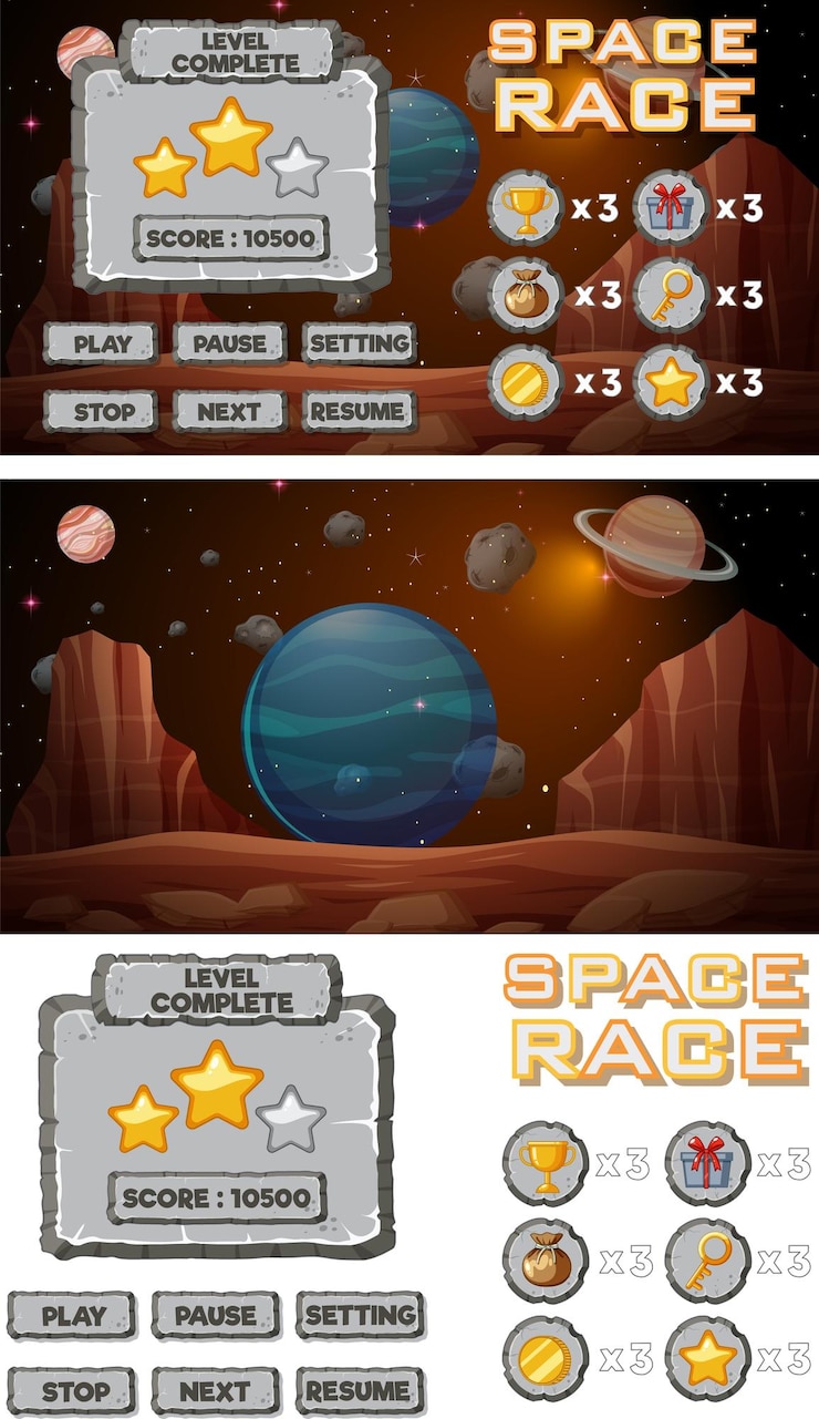 Free Vector a game background template with elements