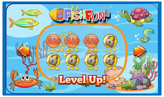 Бесплатное векторное изображение Шаблон игрового фона с подводной тематикой