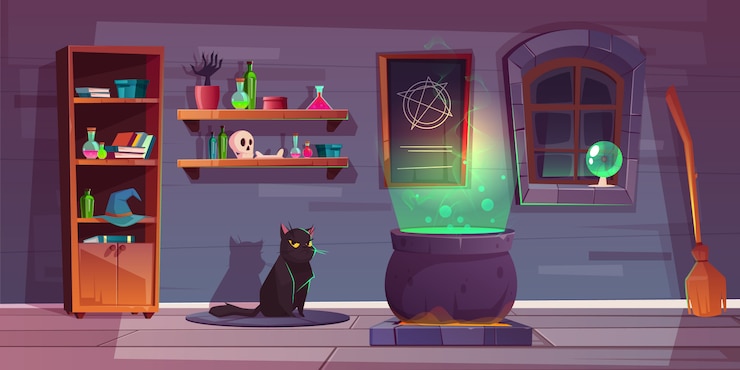 無料Vector 魔女の家のゲームの背景