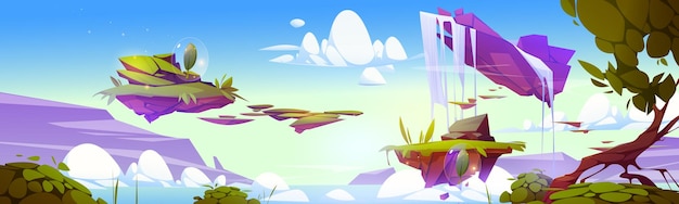 Бесплатное векторное изображение Игровой фон с плавучими островами