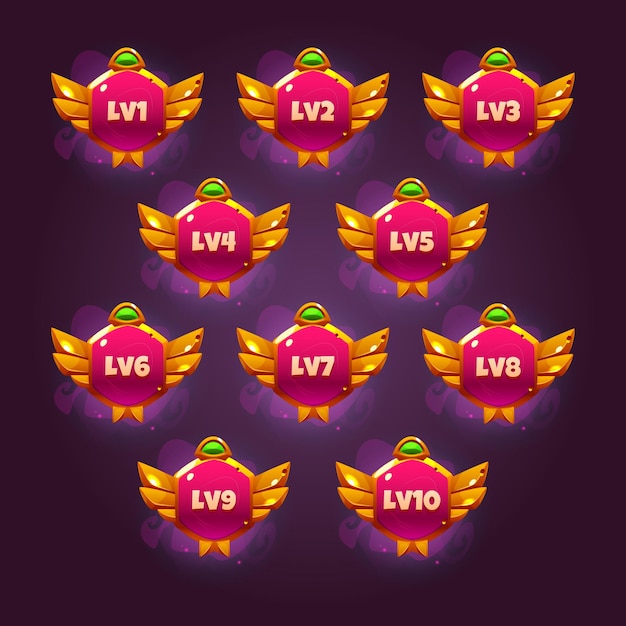 Free vector game badges of level number