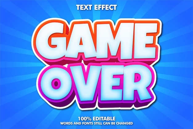 Vettore gratuito game over banner, carattere cartoon modificabile