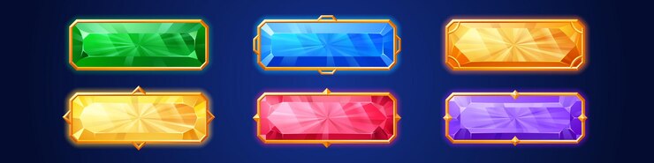 Free Vector game buttons from gems and gold frames