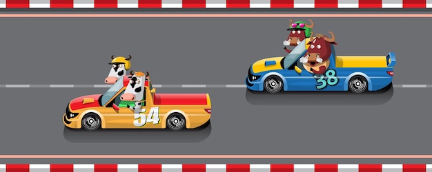 Vettore gratuito nella competizione di gioco, il giocatore continua a utilizzare l'auto ad alta velocità per vincere nel gioco di corse