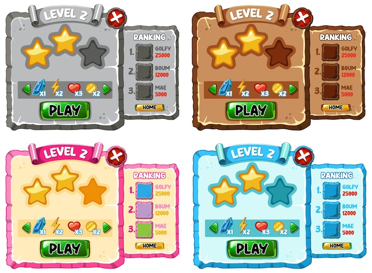 Free Vector game element template design set