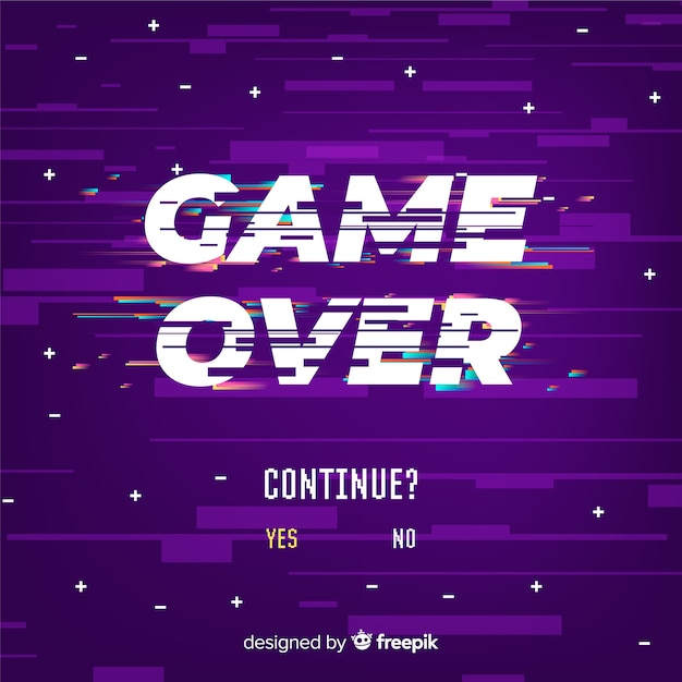 Free vector game over glitch background