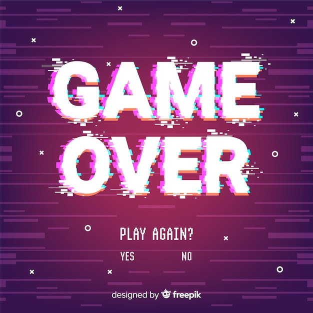 Free vector game over glitch background