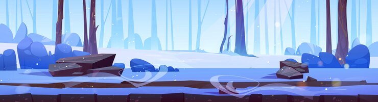 Free Vector game ground texture of winter forest landscape