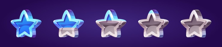 Free Vector game icon of rating star in blue and silver colors