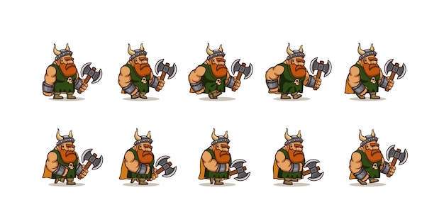 Набор игровых иконок цикла персонажей викингов