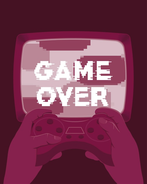 Vettore gratuito lettere game over in tv