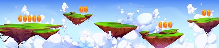 Free Vector game level flying island platform in blue sky