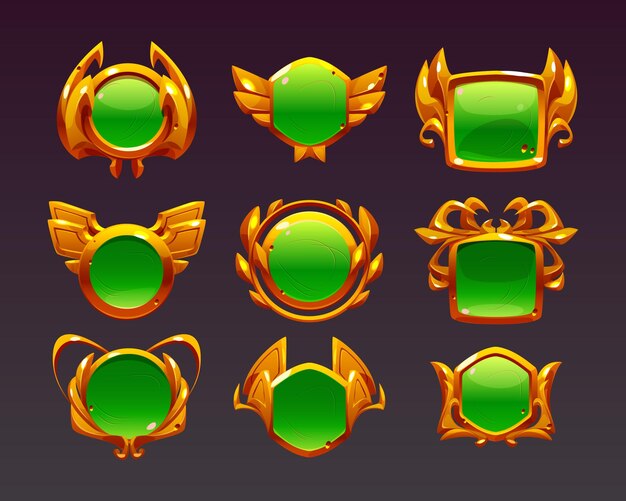 Game level golden ui icons buttons empty badges