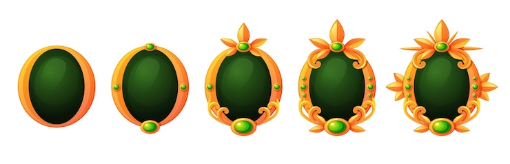 Free Vector game level ui icon gold rank badge achievement