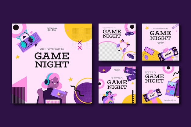 Game night instagram posts template