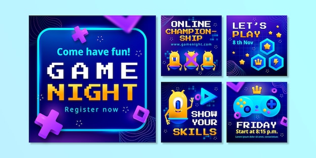 Free vector game night  instagram posts