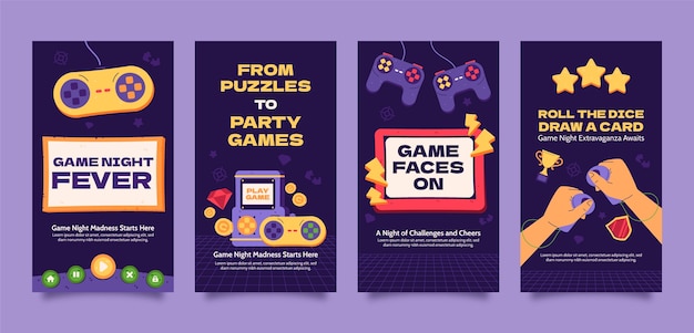 Free vector game night instagram stories template