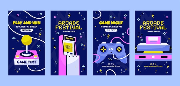 Free vector game night instagram stories template