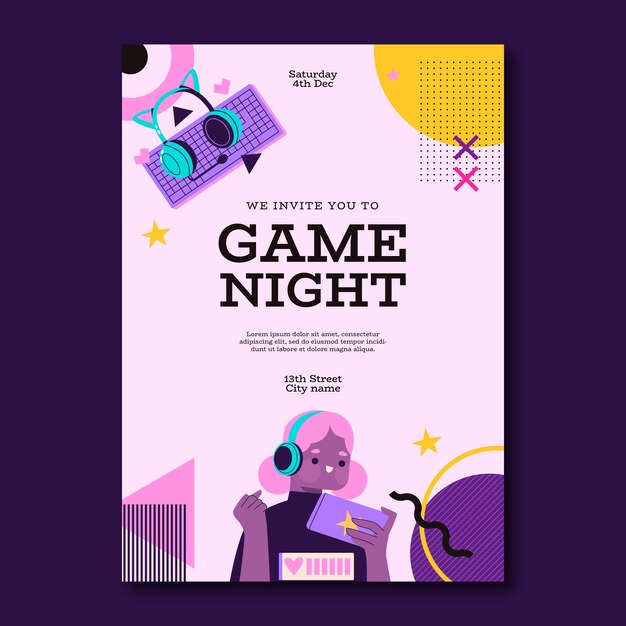 Game night  invitation template