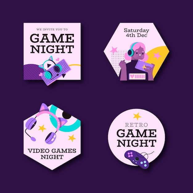 Game night  labels  template