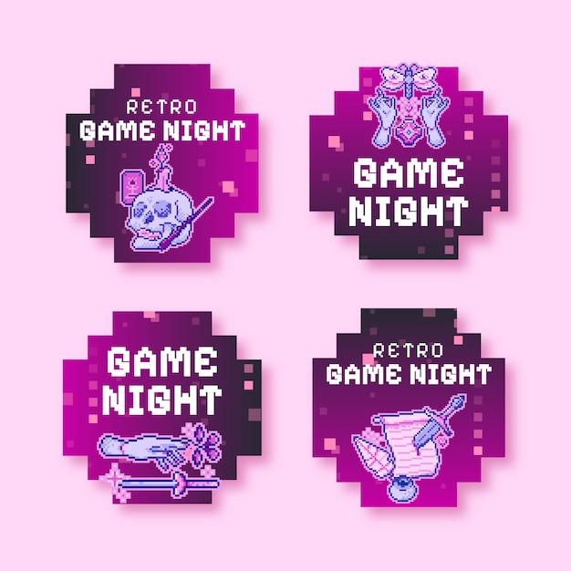 Free vector game night  labels  template