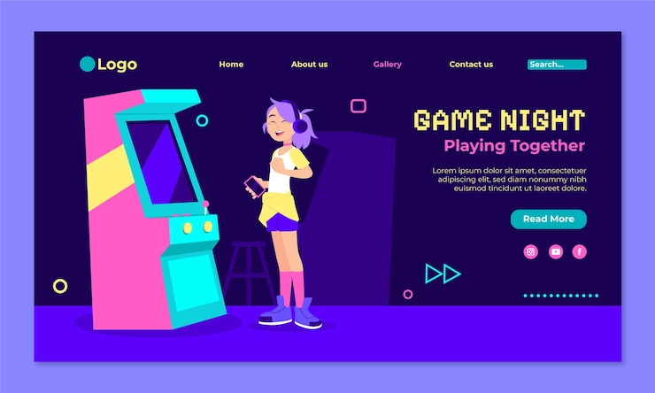 Free Vector game night  landing page template