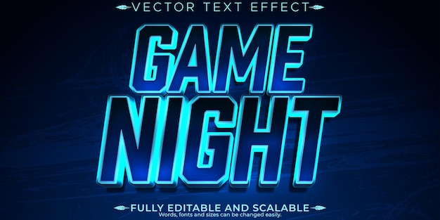 Free vector game night text effect editable gaming and fun customizable font style