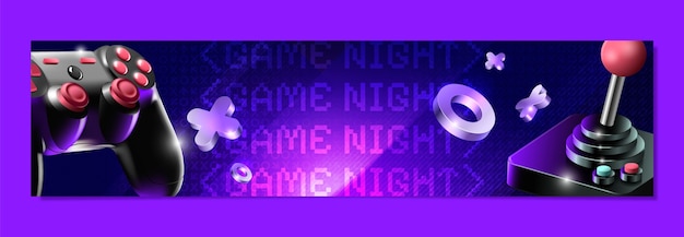 Free vector game night twitch banner template