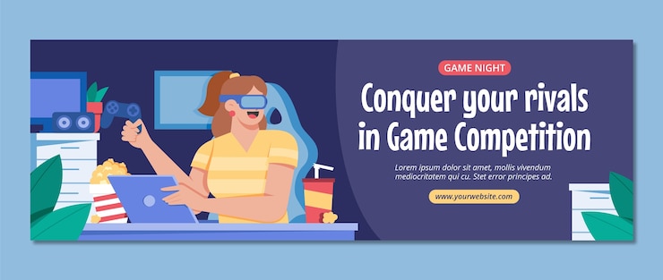 Free Vector game night  twitter header