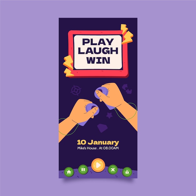 Free vector game night  vertical banner template