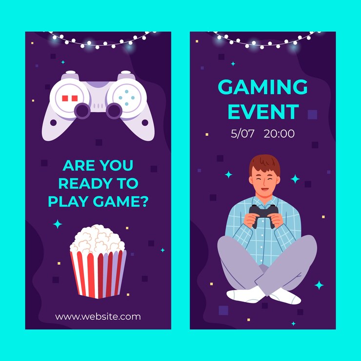 Free Vector game night  vertical banner